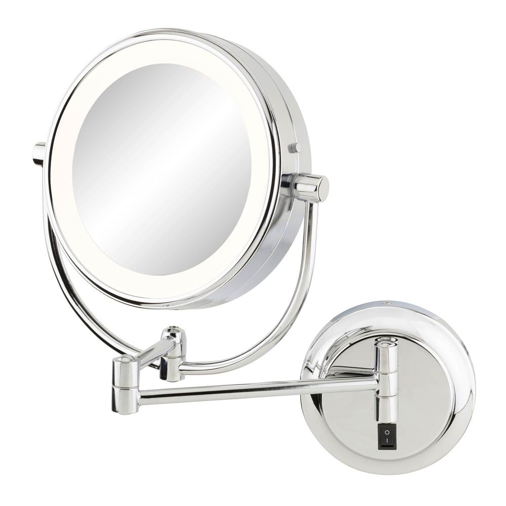 Aptations - Neomodern Magnified Makeup Mirror With Switchable Light Color in Chrome - Chrome