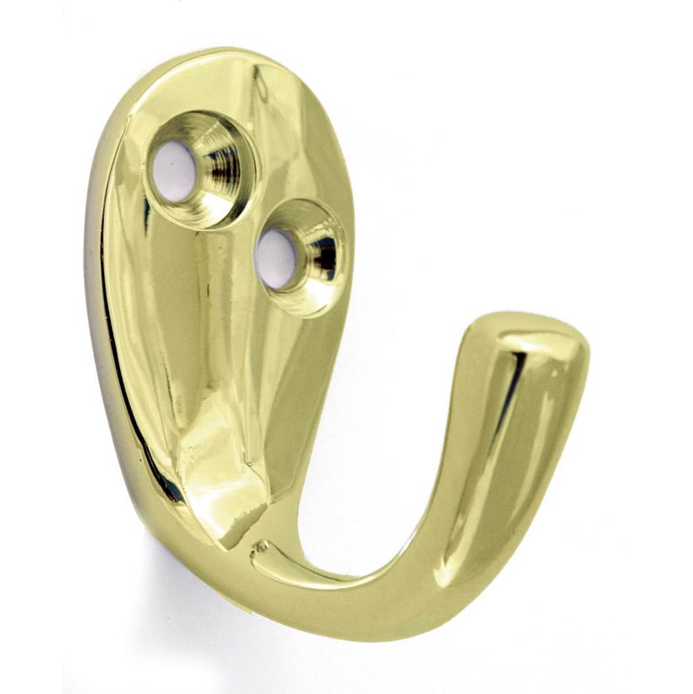 Alno - Single Robe Hook - Unlacquered Brass