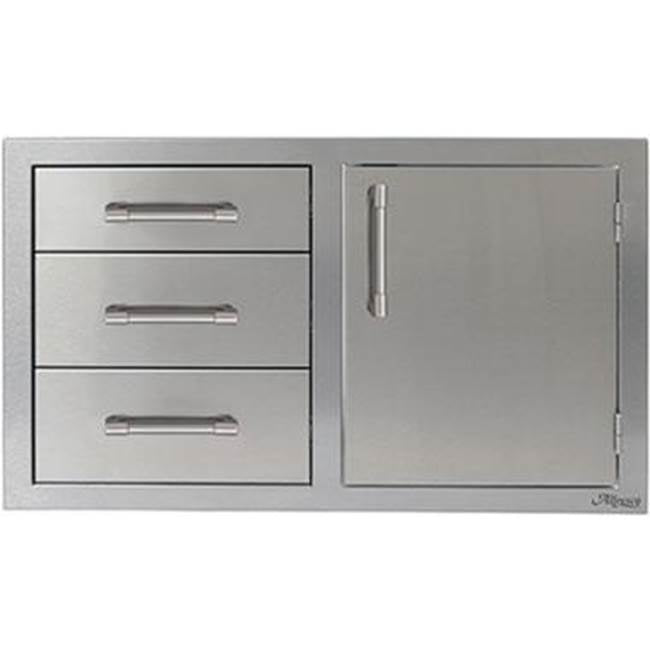 Alfresco - 42'' Door Drawer Combo - Right - Jet Black-Matte - Jet Black-Matte