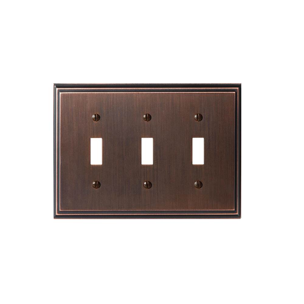 Amerock - SWITCHPLATE-MULHOLLAND-3 TOGGLE-ORB - Oil Rubbed Bronze