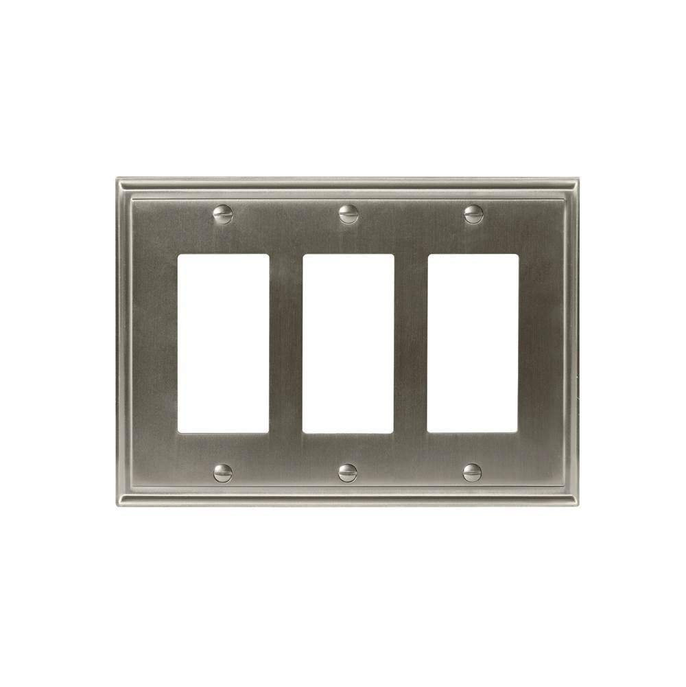 Amerock - WALLPLATE-MULHOLLAND-3 ROCKER-G10 - Satin Nickel