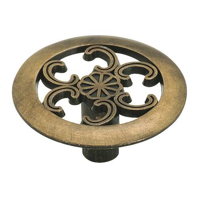 Amerock - Allison Value 1-1/2 in (38 mm) Diameter Antique Brass Cabinet Knob - Antique Brass