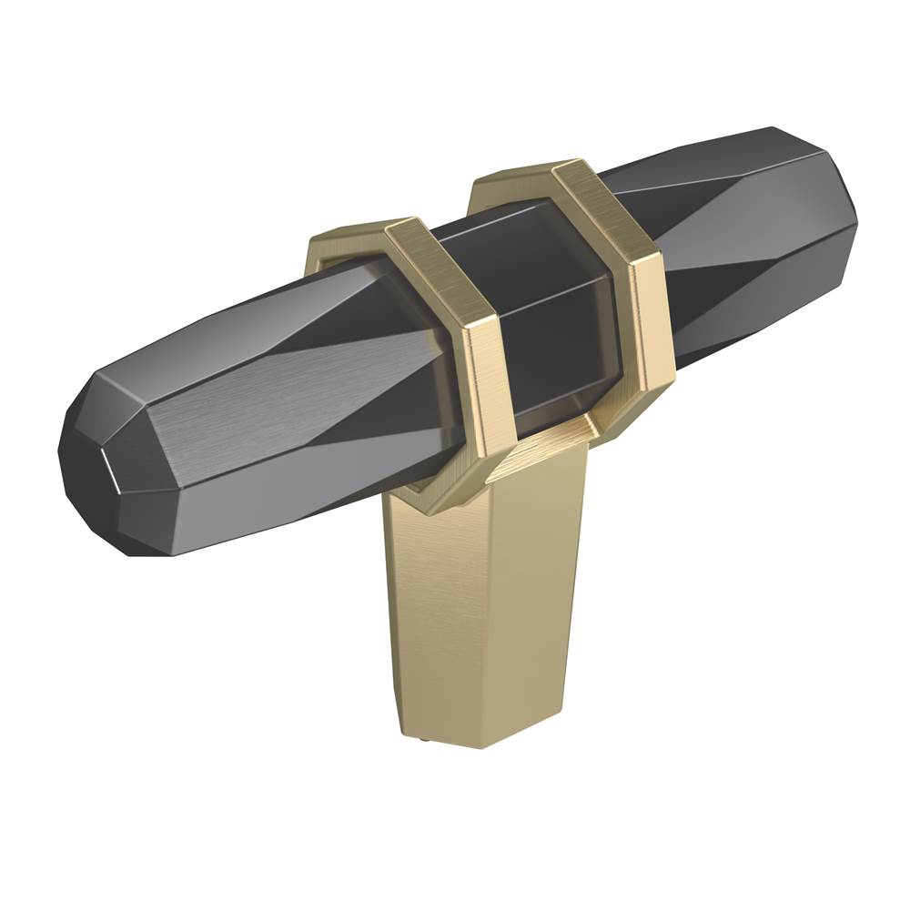 Amerock - London 2-1/2 in (64 mm) Length Black Chrome/Golden Champagne Cabinet Knob - Black Chrome/Golden Champagne