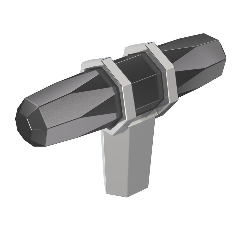 Amerock - London 2-1/2 in (64 mm) Length Black Chrome/Polished Chrome Cabinet Knob - Black Chrome/Polished Chrome