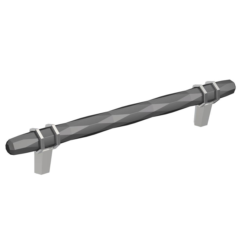 Amerock - London 6-5/16 in (160 mm) Center-to-Center Black Chrome/Polished Chrome Cabinet Pull - Black Chrome/Polished Chrome