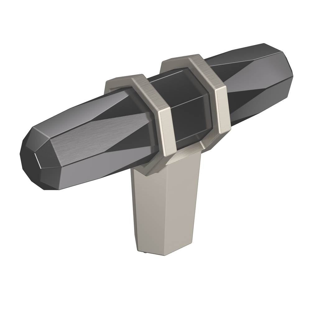 Amerock - London 2-1/2 in (64 mm) Length Black Chrome/Satin Nickel Cabinet Knob - Black Chrome/Satin Nickel