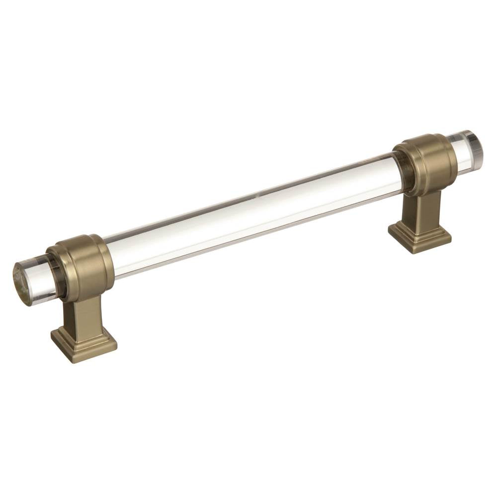 Amerock - Glacio 5-1/16 in (128 mm) Center-to-Center Clear/Golden Champagne Cabinet Pull - Clear/Golden Champagne