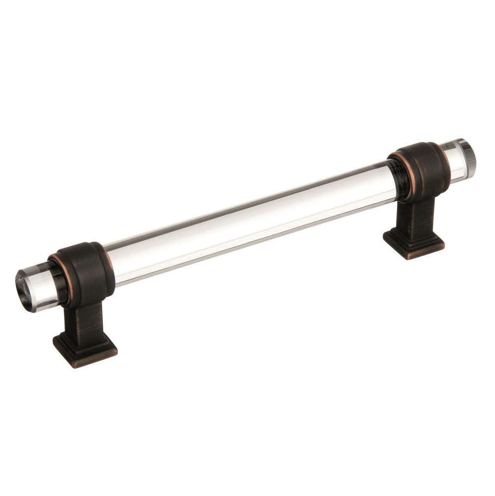 Amerock - Glacio 5-1/16 in (128 mm) Center-to-Center Clear/Oil-Rubbed Bronze Cabinet Pull - Clear/Oil-Rubbed Bronze
