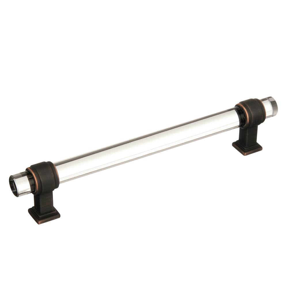 Amerock - Glacio 6-5/16 in (160 mm) Center-to-Center Clear/Oil-Rubbed Bronze Cabinet Pull - Clear/Oil-Rubbed Bronze