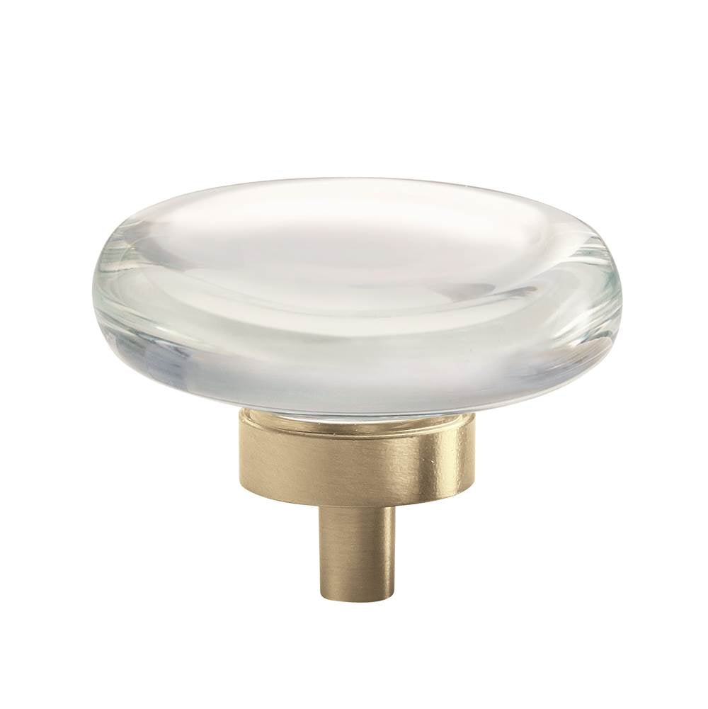 Amerock - Glacio 1-3/4 in (44 mm) Diameter Clear/Golden Champagne Cabinet Knob - Clear/Golden Champagne