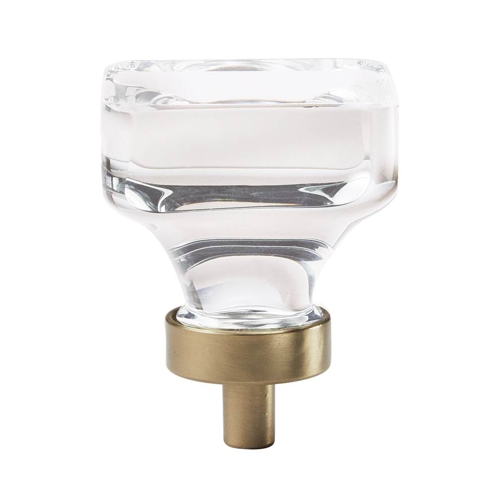 Amerock - Glacio 1-3/8 in (35 mm) Length Clear/Golden Champagne Cabinet Knob - Clear/Golden Champagne