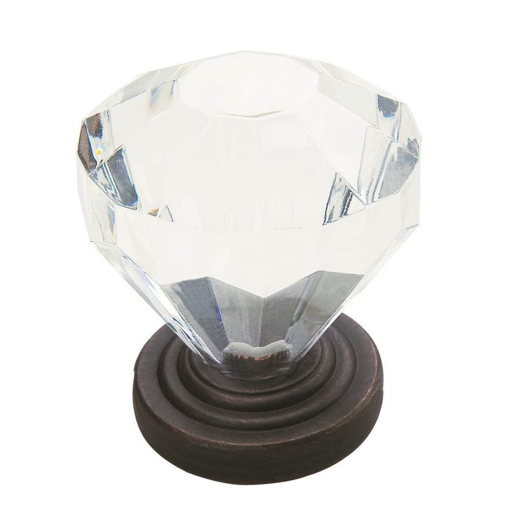 Amerock - Traditional Classics 1-1/4 in (32 mm) Diameter Clear/Oil-Rubbed Bronze Cabinet Knob - Clear/Oil-Rubbed Bronze