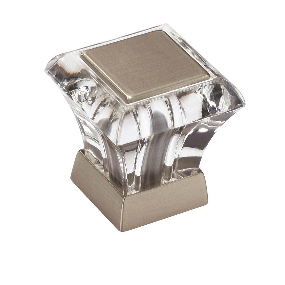 Amerock - Abernathy 1-1/16 in (27 mm) Length Clear/Satin Nickel Cabinet Knob - Clear/Satin NickelÂ