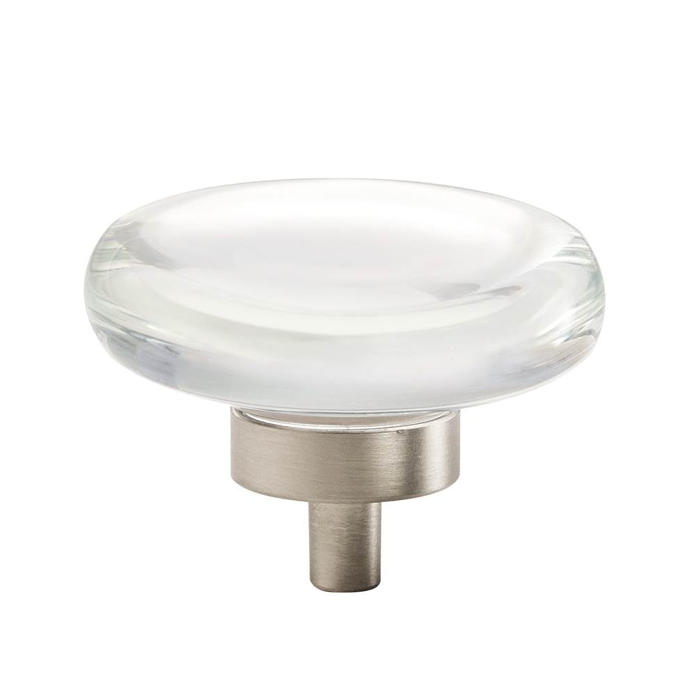 Amerock - Glacio 1-3/4 in (44 mm) Diameter Clear/Satin Nickel Cabinet Knob - Clear/Satin NickelÂ
