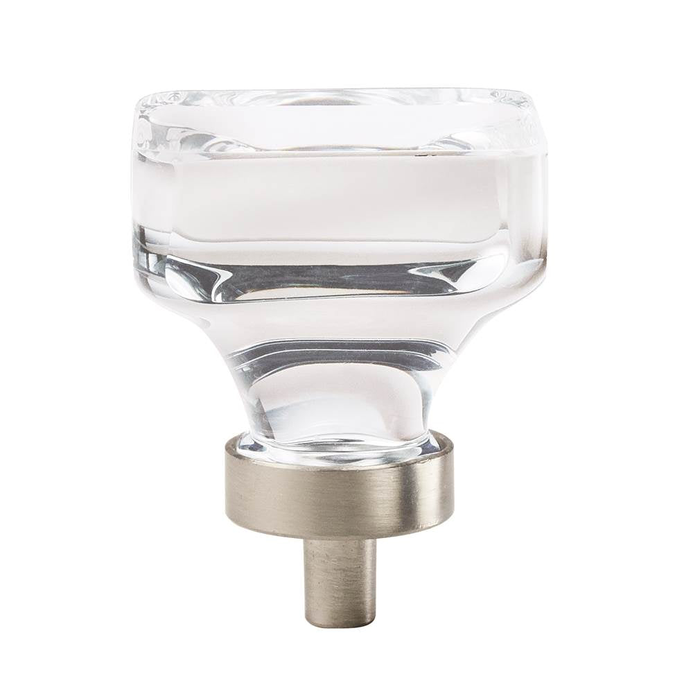 Amerock - Glacio 1-3/8 in (35 mm) Length Clear/Satin Nickel Cabinet Knob - Clear/Satin NickelÂ