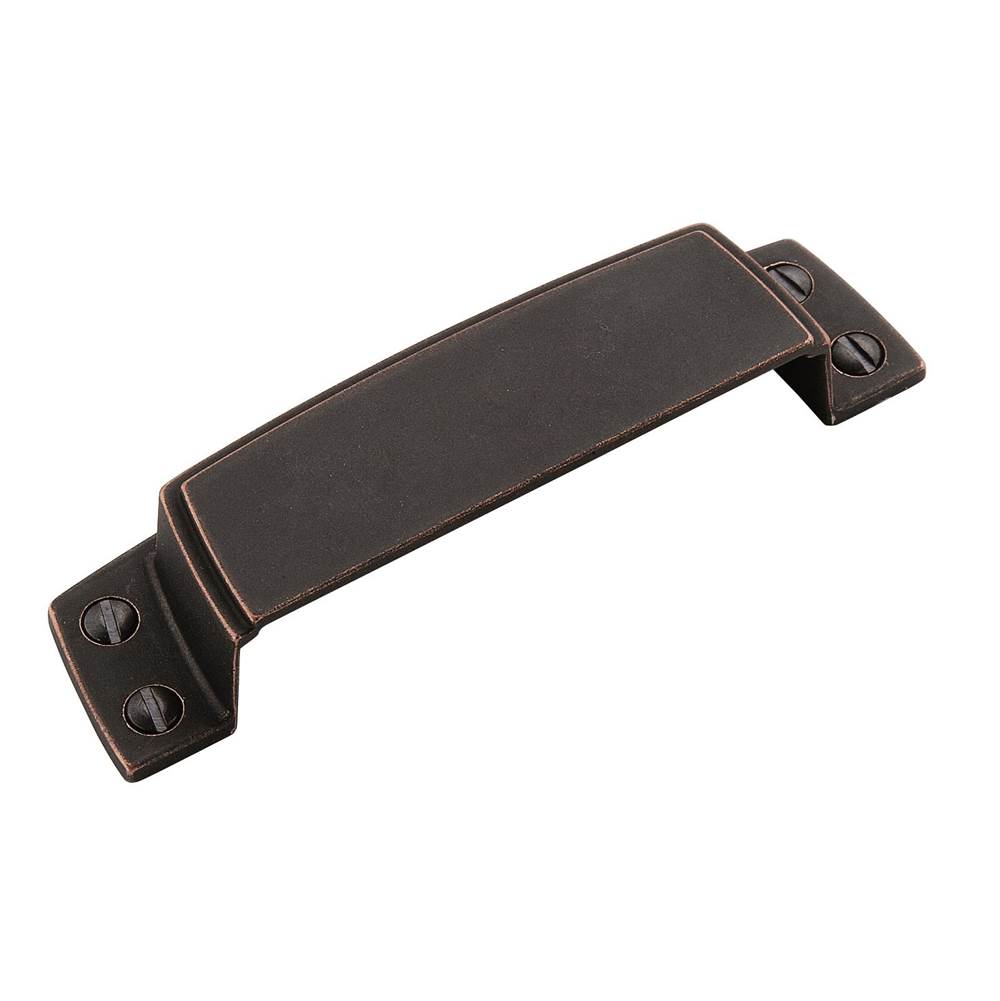 Amerock - Highland Ridge 3-1/2 in (89 mm) Center-to-Center Dark-Oiled Bronze Cabinet Cup Pull - Dark Oiled Bronze
