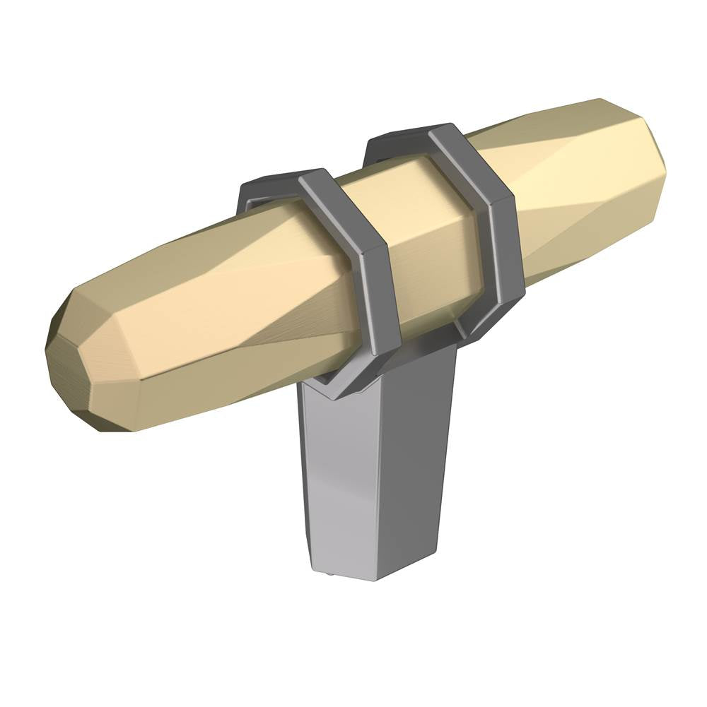 Amerock - London 2-1/2 in (64 mm) Length Golden Champagne/Black Chrome Cabinet Knob - Golden Champagne/Black Chrome