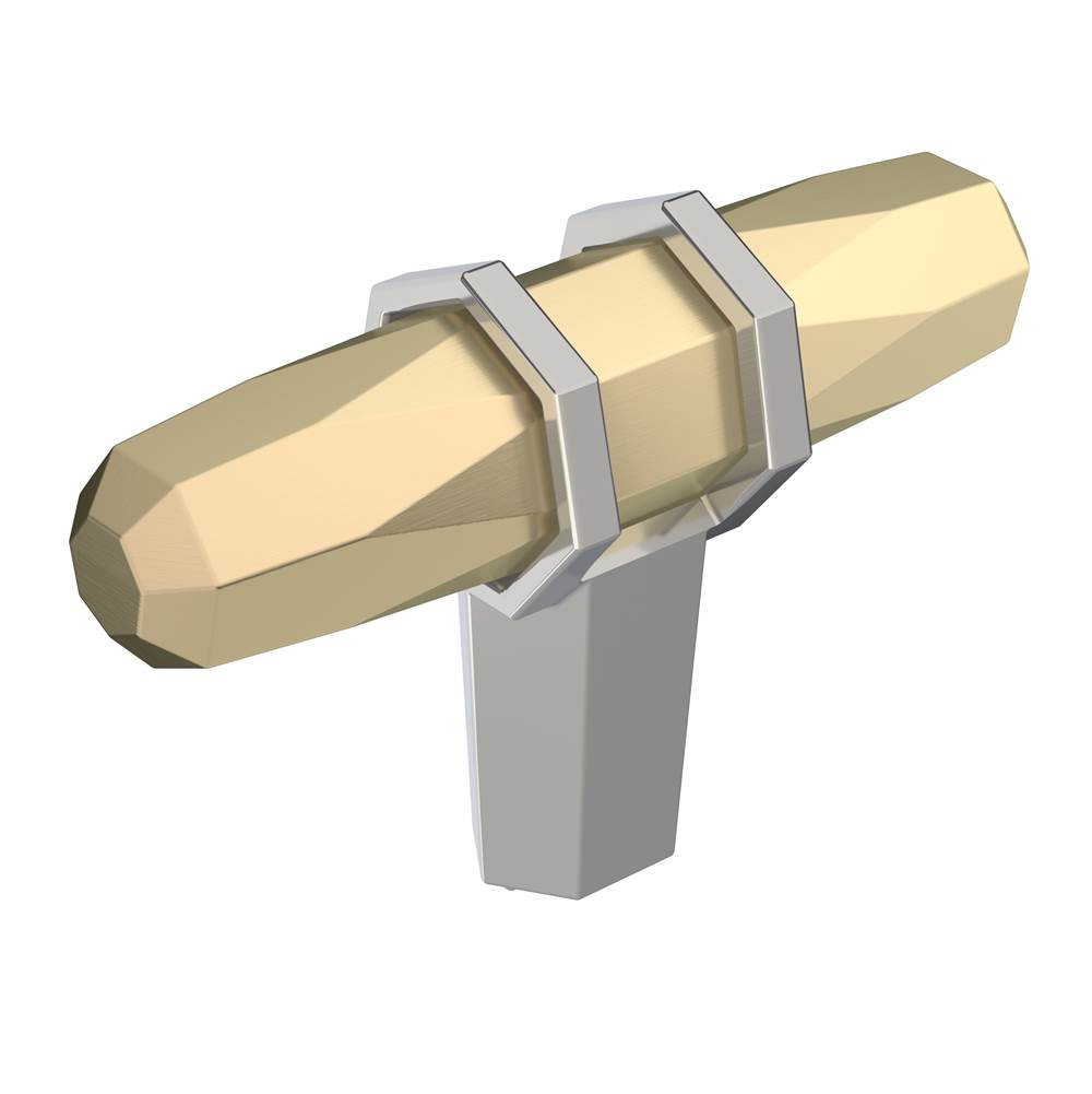 Amerock - London 2-1/2 in (64 mm) Length Golden Champagne/Polished Chrome Cabinet Knob - Golden Champagne/Polished Chrome