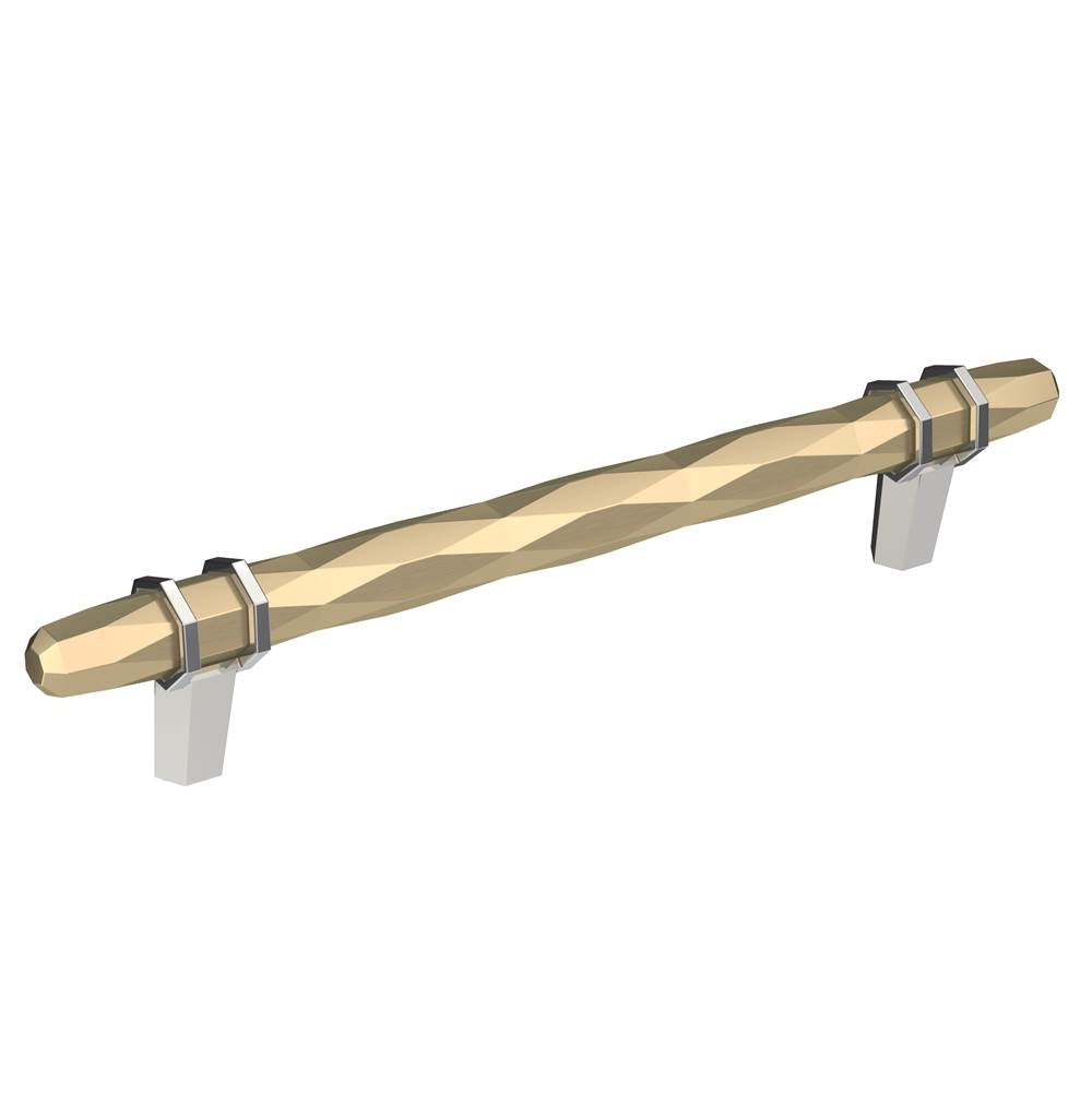 Amerock - London 6-5/16 in (160 mm) Center-to-Center Golden Champagne/Polished Chrome Cabinet Pull - Golden Champagne/Polished Chrome