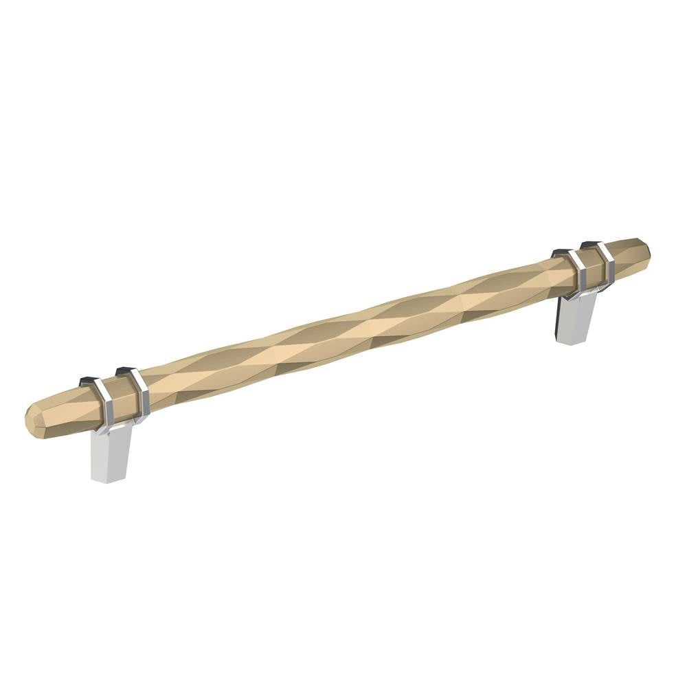 Amerock - London 8 in (203 mm) Center-to-Center Golden Champagne/Polished Chrome Cabinet Pull - Golden Champagne/Polished Chrome