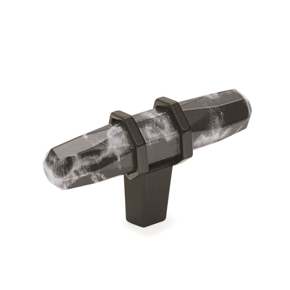 Amerock - Carrione 2-1/2 in (64 mm) Length Marble Black/Black Bronze Cabinet Knob - Marble Black/Black Bronze