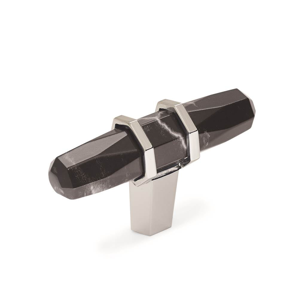 Amerock - Carrione 2-1/2 in (64 mm) Length Marble Black/Polished Nickel Cabinet Knob - Marble Black/Polished Nickel