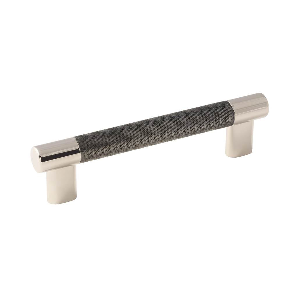 Amerock - Esquire 5-1/16 in (128 mm) Center-to-Center Polished Nickel/Gunmetal Cabinet Pull - Polished Nickel/Gunmetal