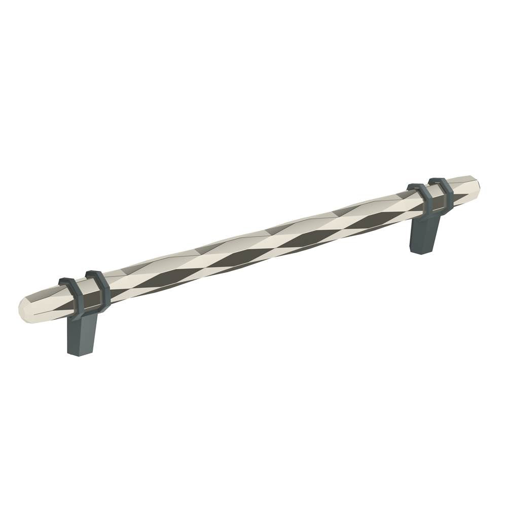 Amerock - London 8 in (203 mm) Center-to-Center Polished Nickel/Black Bronze Cabinet Pull - Polished Nickel/Black BronzeÂ