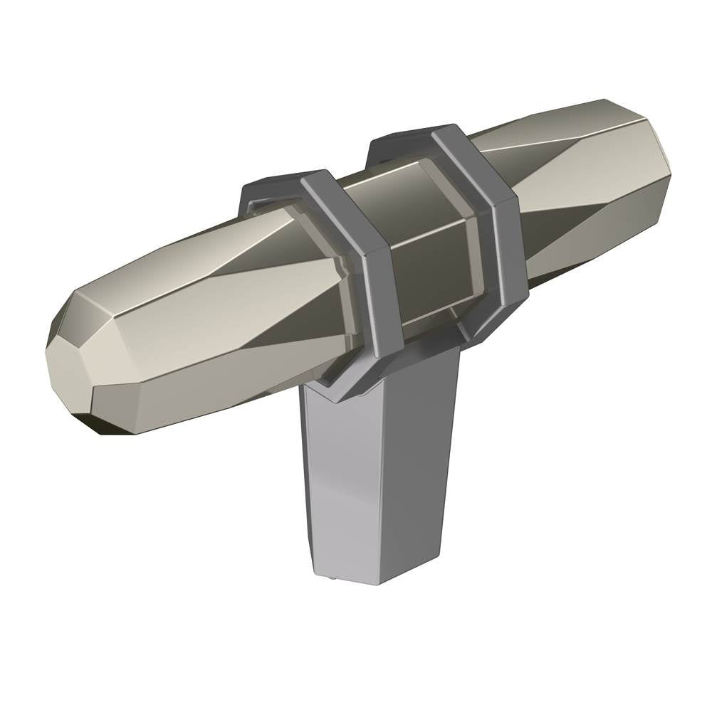 Amerock - London 2-1/2 in (64 mm) Length Polished Nickel/Black Chrome Cabinet Knob - Polished Nickel/Black Chrome