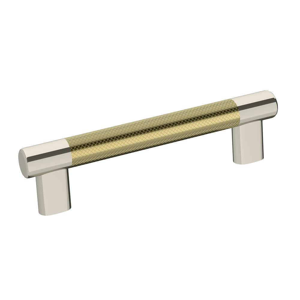 Amerock - Esquire 5-1/16 in (128 mm) Center-to-Center Polished Nickel/Golden Champagne Cabinet Pull - Polished Nickel/Golden Champagne