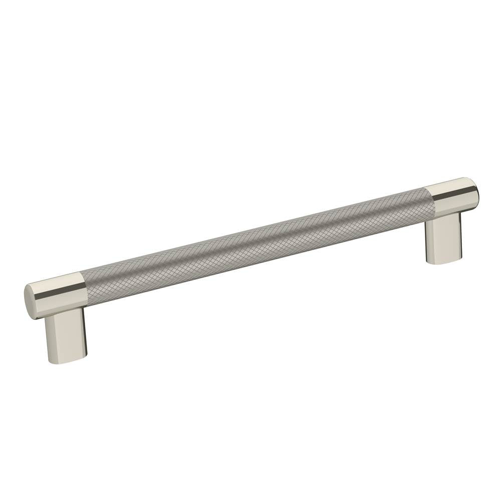 Amerock - Esquire 8 in (203 mm) Center-to-Center Polished Nickel/Stainless Steel Cabinet Pull - Polished Nickel/Stainless Steel