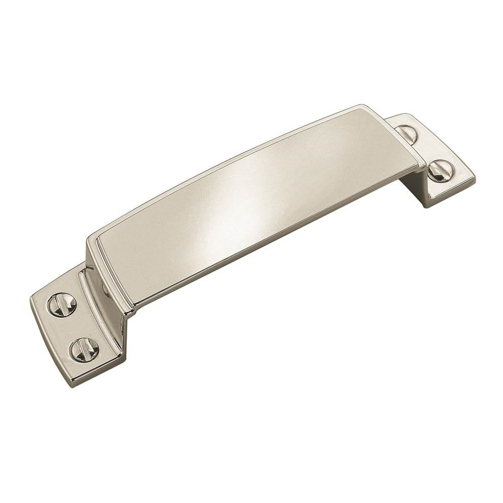 Amerock - Highland Ridge 3-1/2 in (89 mm) Center-to-Center Polished Nickel Cabinet Cup Pull - Polished Nickel