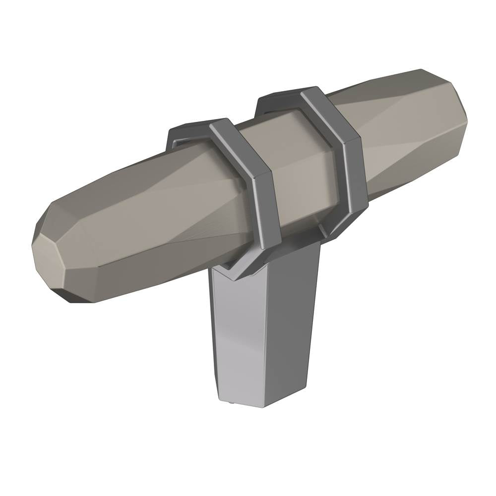 Amerock - London 2-1/2 in (64 mm) Length Satin Nickel/Black Chrome Cabinet Knob - Satin Nickel/Black Chrome