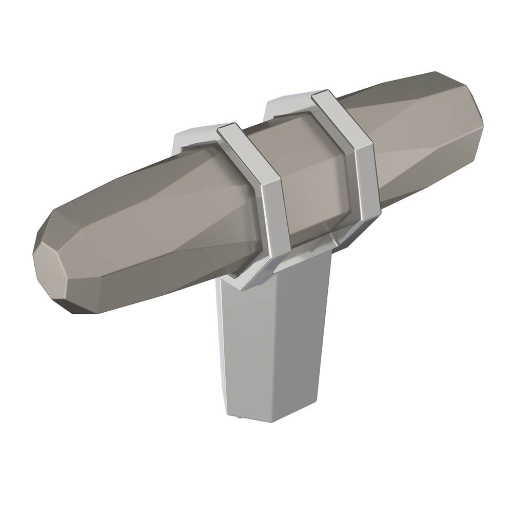 Amerock - London 2-1/2 in (64 mm) Length Satin Nickel/Polished Chrome Cabinet Knob - Satin Nickel/Polished Chrome