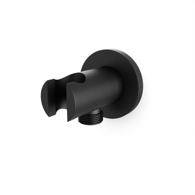 Artos - Shower Wall Outlet and Holder with Round Escutcheon Black - Black