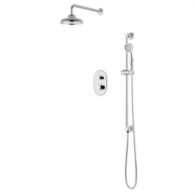 Artos - Classic Thermostatic Shower Trim Kit with Wall Mount Shower Head, Hand Held Shower on Slide Bar Chrome