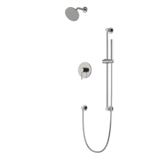 Artos - Round 2-Way Pressure Balance Shower Trim Kit with Rain Shower Head and Hand Held Shower on Slide Bar with Separate Water Outlet Brushed Nickel