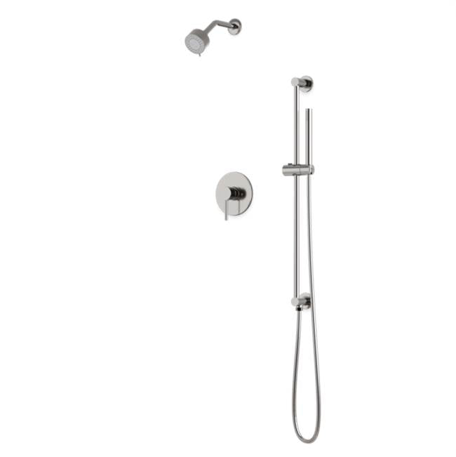 Artos - Round 2-Way Pressure Balance Shower Trim Kit with Multifunction Shower Head and Hand Held Shower on Integrated Slide Bar Brushed Nickel