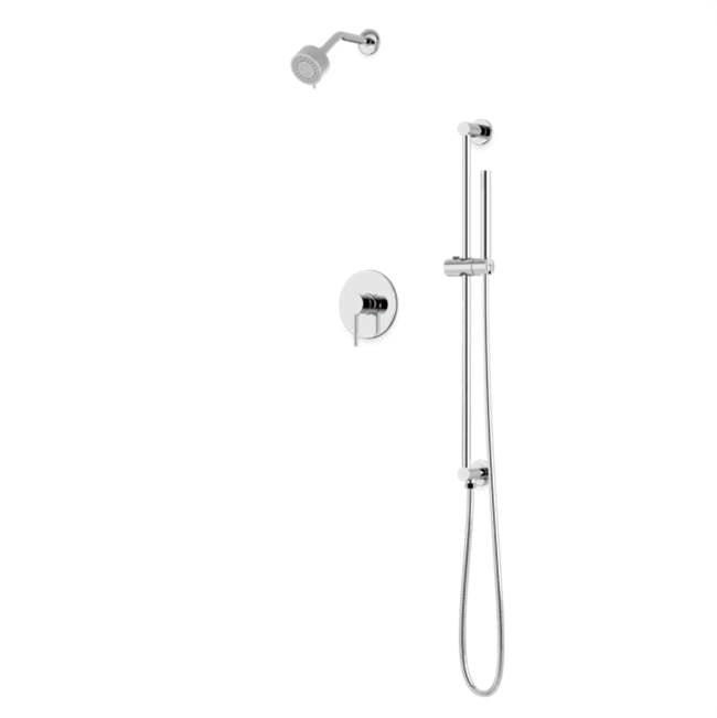Artos - Round 2-Way Pressure Balance Shower Trim Kit with Multifunction Shower Head and Hand Held Shower on Integrated Slide Bar Chrome