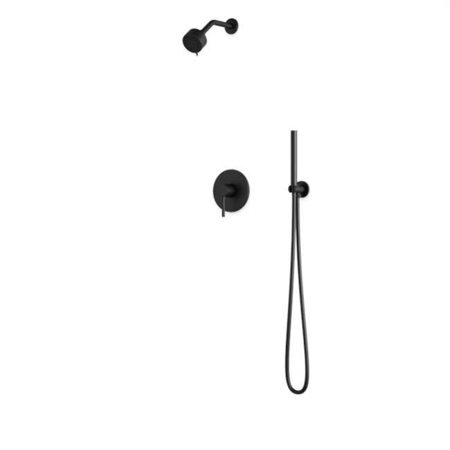 Artos - Round 2-Way Pressure Balance Shower Trim Kit with Multifunction Shower Head and Hand Held Shower Matte Black