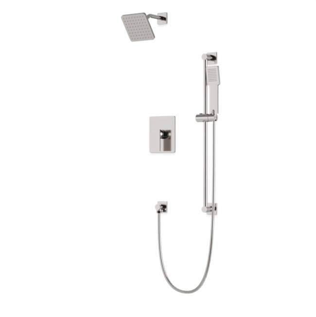 Artos - Square 2-Way Pressure Balance Shower Trim Kit with Hand Held Shower on Slide Bar with Separate Water Outlet Brushed Nickel
