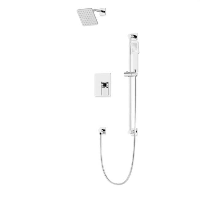 Artos - Square 2-Way Pressure Balance Shower Trim Kit with Hand Held Shower on Slide Bar with Separate Water Outlet Chrome