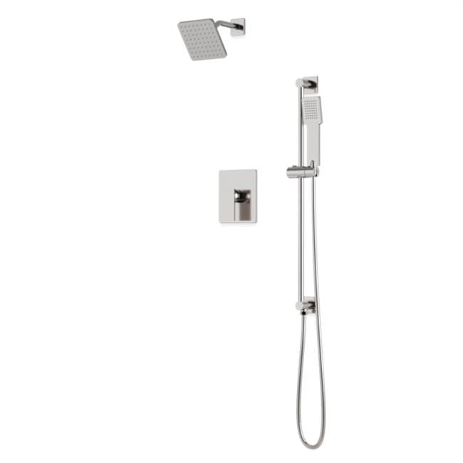 Artos - Square 2-Way Pressure Balance Shower Trim Kit with Hand Held Shower on Integrated Slide Bar Brushed Nickel