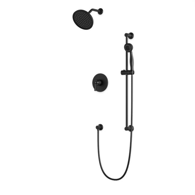 Artos - Classic 2-Way Pressure Balance Shower Trim Kit with Hand Held Shower on Slide Bar with Separate Water OutletMatte Black
