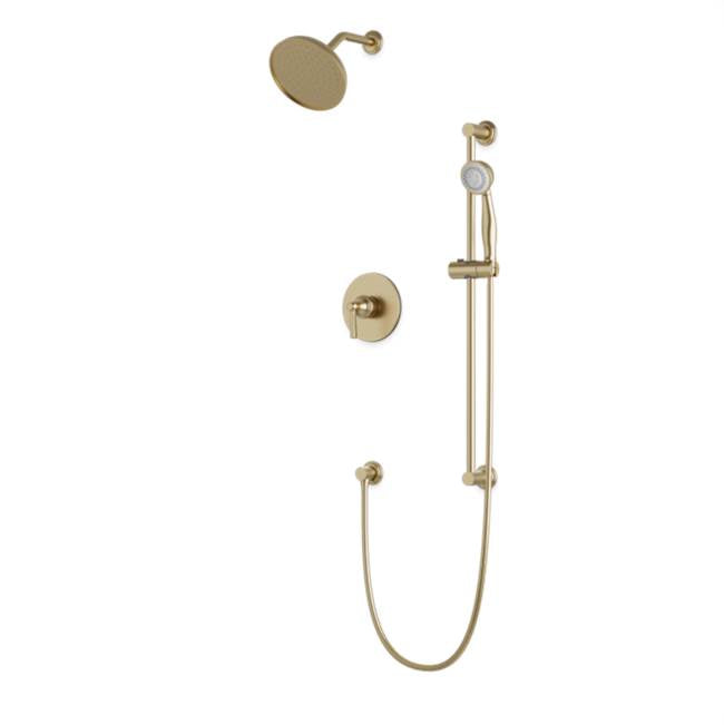 Artos - Classic 2-Way Pressure Balance Shower Trim Kit with Hand Held Shower on Slide Bar with Separate Water Outlet Satin Brass