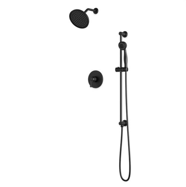 Artos - Classic 2-Way Pressure Balance Shower Trim Kit with Hand Held Shower on Integrated Slide Bar Matte Black