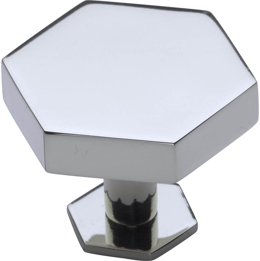 Ashley Norton - Modern Hex Cabinet Knob with Rosette - Polished Chrome