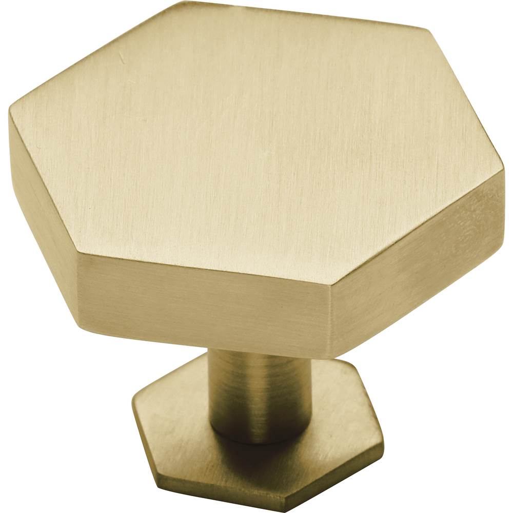 Ashley Norton - Modern Hex Cabinet Knob with Rosette - Satin Brass
