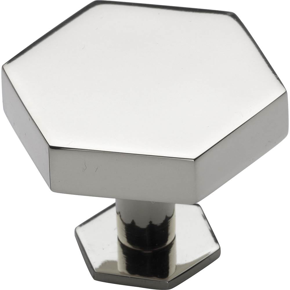 Ashley Norton - Modern Hex Cabinet Knob with Rosette - Polished Nickel