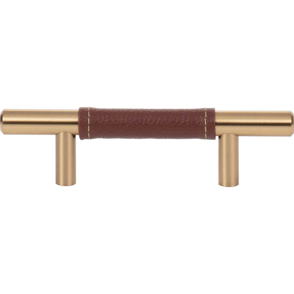 Atlas - Zanzibar Brown Leather Pull 3 Inch (c-c) Warm Brass - Warm Brass
